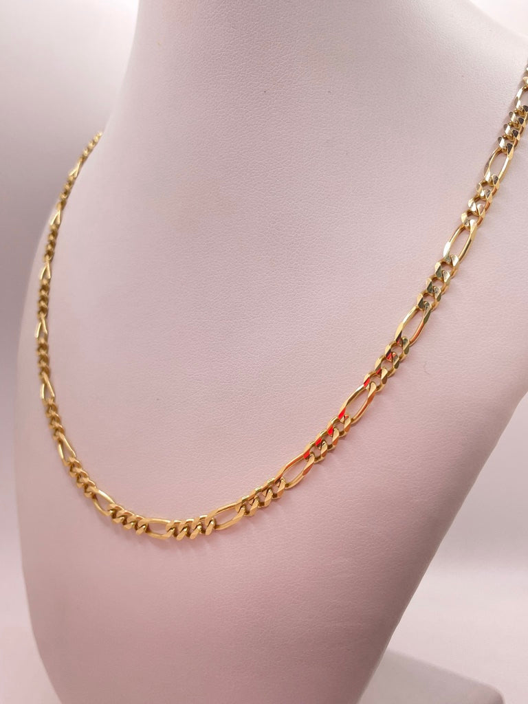 10KT FIGARO CHAIN 24INCH 4MM