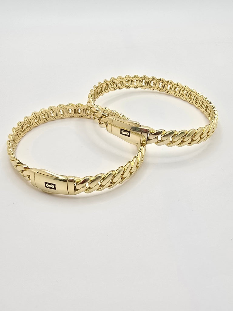 10KT PLAIN CERTIFIED MONACO BANGLE Size 8MM Weight 10.8GR