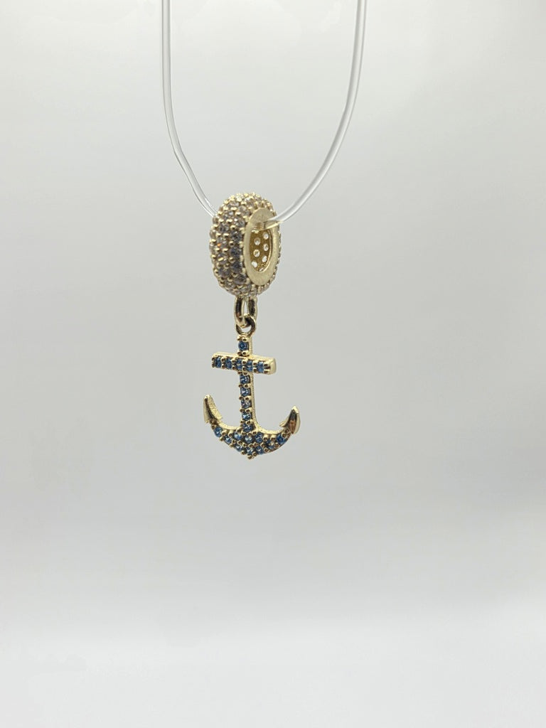 10KT BLUE CZ ANCHOR CHARM Size  Weigth 1.3GR