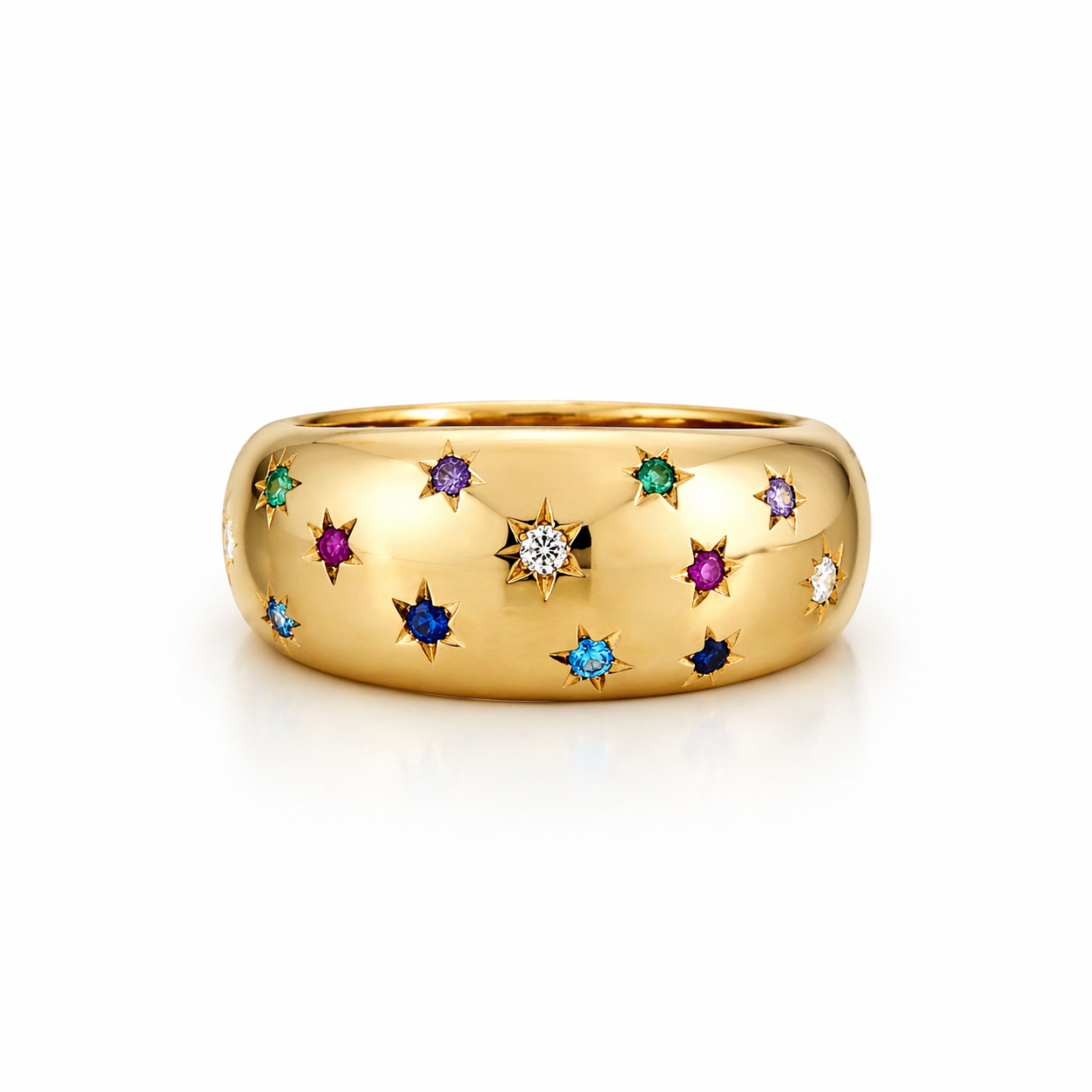 10KT SMALL STAR CZ DETAIL RING Size 7.5 Weight 2.7GR