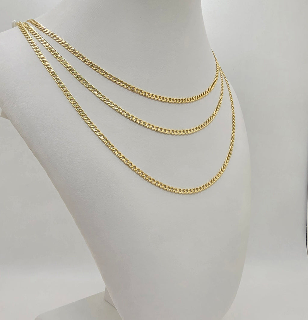 14KT SOLID CUBAN CURB FLAT CHAIN Size 22INCH 2.5MM Weight 5GR