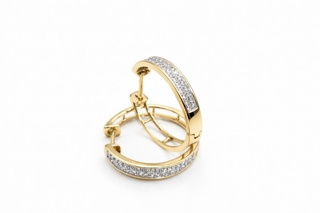 10KT DIAMOND HOOPS EARRINGS