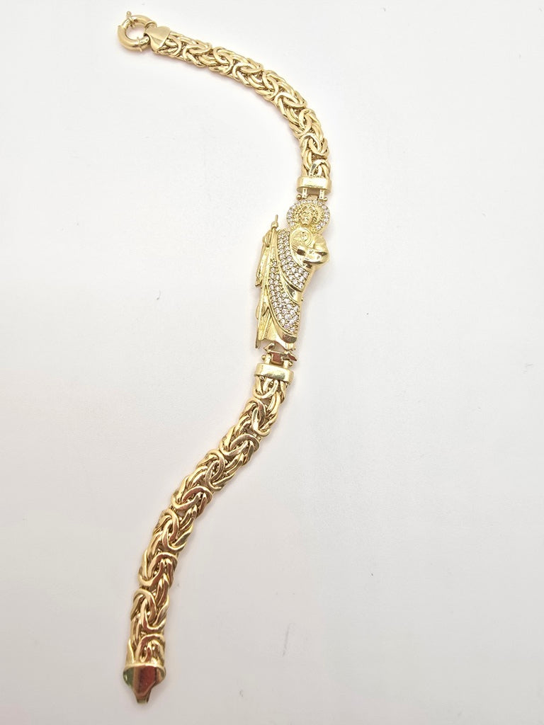 10KT SAN JUDAS BYZENTINE BRACELET Size 7.5INCH 7MM Weight 10.9GR