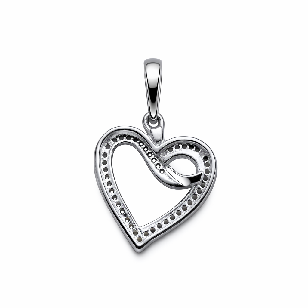 10KT WHITE GOLD SMALL HEART SILHOUETTE DIAMOND PENDANT Size  Weigth 1.3GR