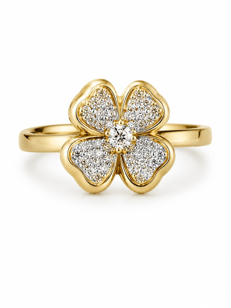 10KT CZ PUFFY FLOWER RING Size 7.5 Weigth 2.2GR