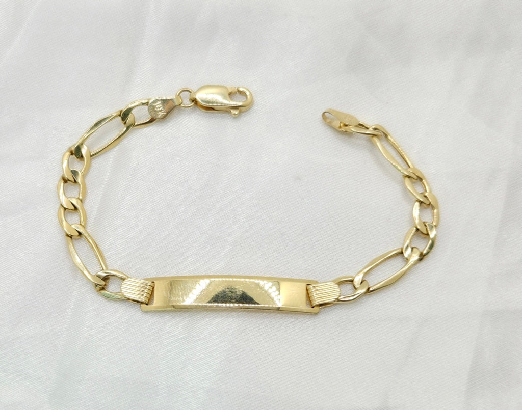 10KT HOLLOW FIGARO BABY ID BRACELET Size 5.5INCH 4.5MM Weight 3.7GR