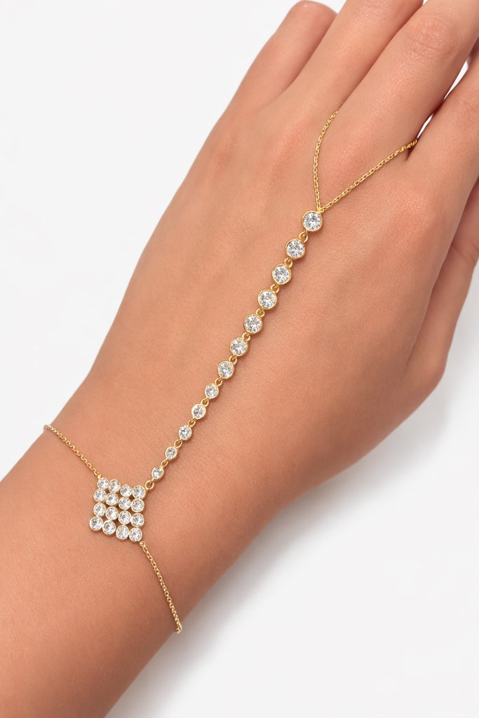 10KT CZ HAND CHAIN BRACELET&CHAIN Size  Weigth 2.40GRS