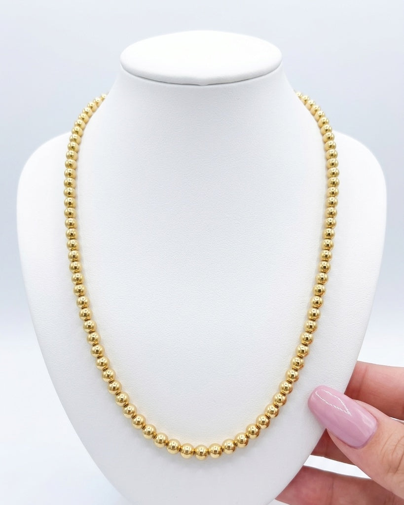 10KT BALLS NECKLACE Size 5MM 18INCH Weight 9.4GR