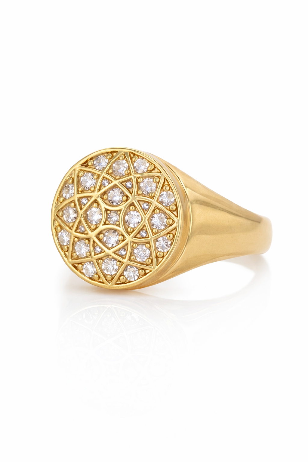 14KT FLOWER DESIGN ROUND ROSETTA RING Size 12/13 Weigth 5.6GR