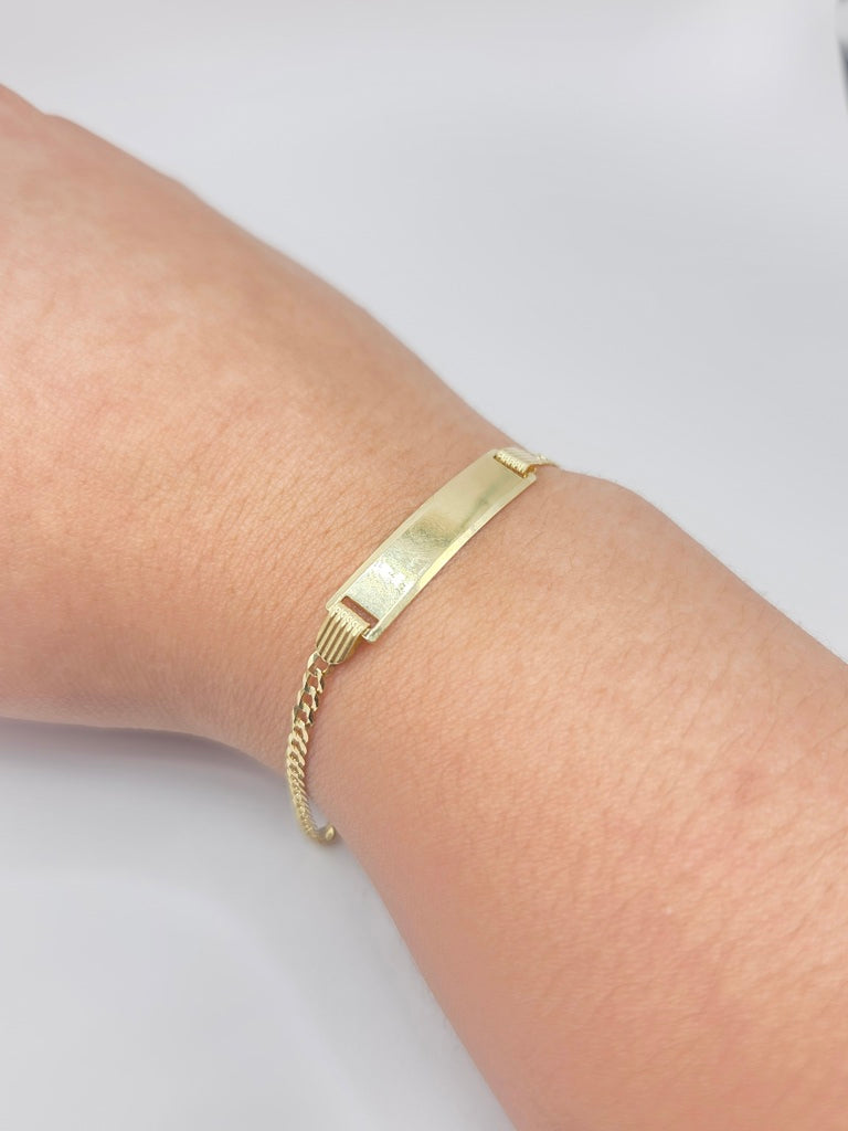 10KT SOLID ID CUBAN CURB FLAT BRACELET Size 5-6INCH 2.5MM Weigth 2.5GR