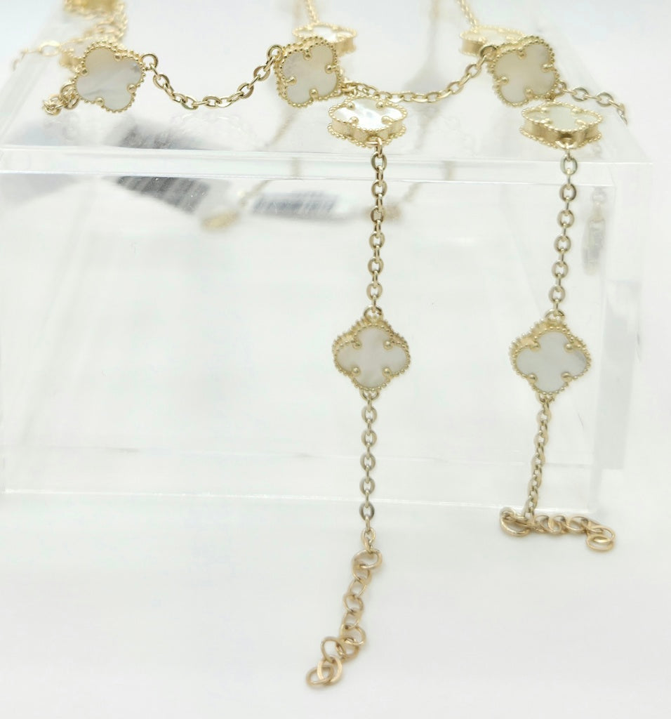 14KT MEDIUM WHITE CLOVER BRACELET Size 7.5INCH Weight 4.4GR