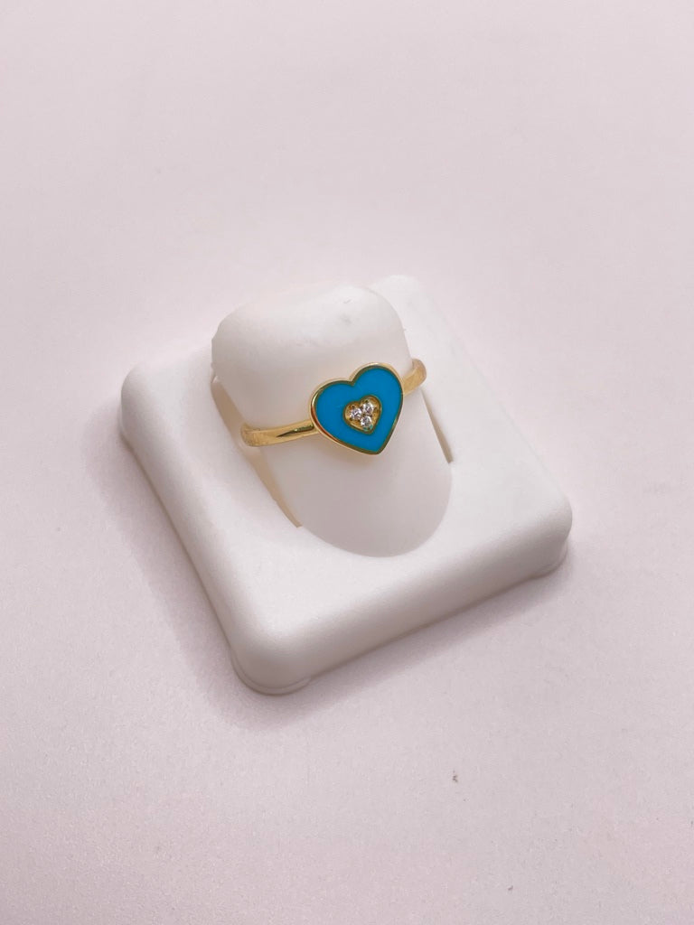10KT SMALL BLUE HEART RING Size 7 Weight 1.08GR