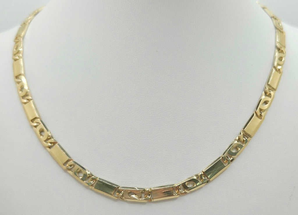 10KT SOLID TIGER EYE CHAIN Size 26INCH 5MM Weight 39.8GR
