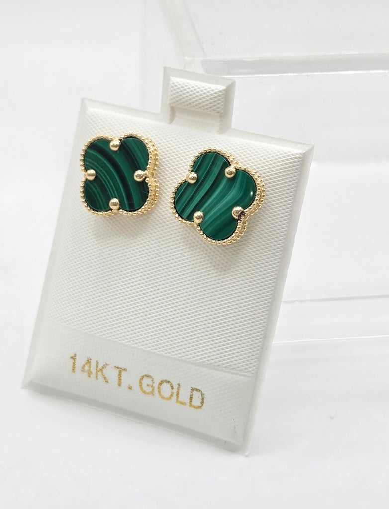 14KT LARGE GREEN CLOVER EARRINGS Size LARGE Weigth 2.8GR
