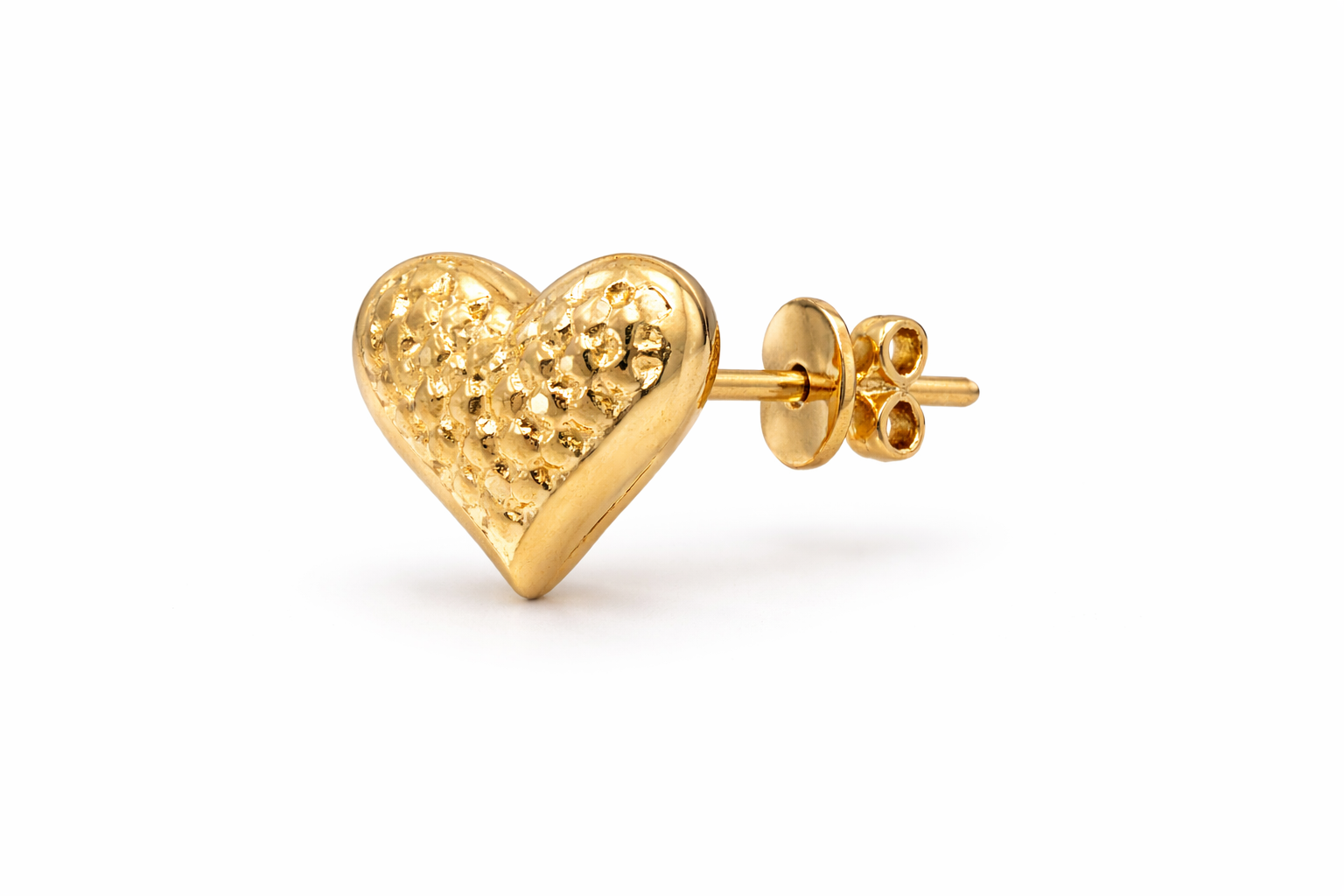 10KT DIAMOND CUT HEART EARRINGS Size MEDIUM Weigth 1.5GR