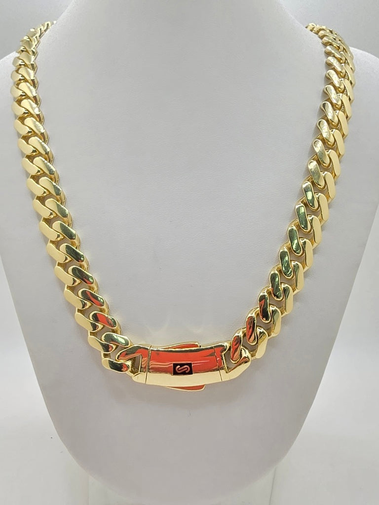 10KT CERTIFIED PLAIN MONACO CHAIN Size 26INCH 11.5MM Weight 42.7GR
