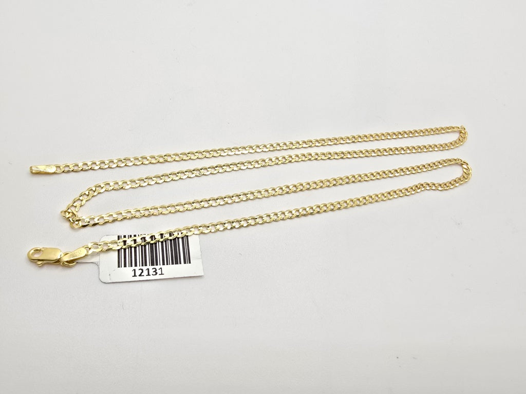 10KT SOLID CUBAN CURB FLAT CHAIN Size 22INCH 2MM Weight 3.9GR