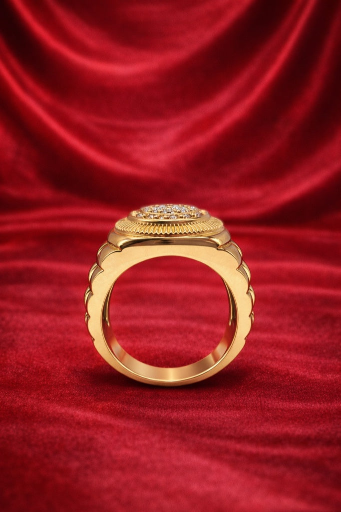 10KT ELEGANT ROUND CZ DETAIL MAN'S RING Size 11.5-12 Weigth 9.1GR