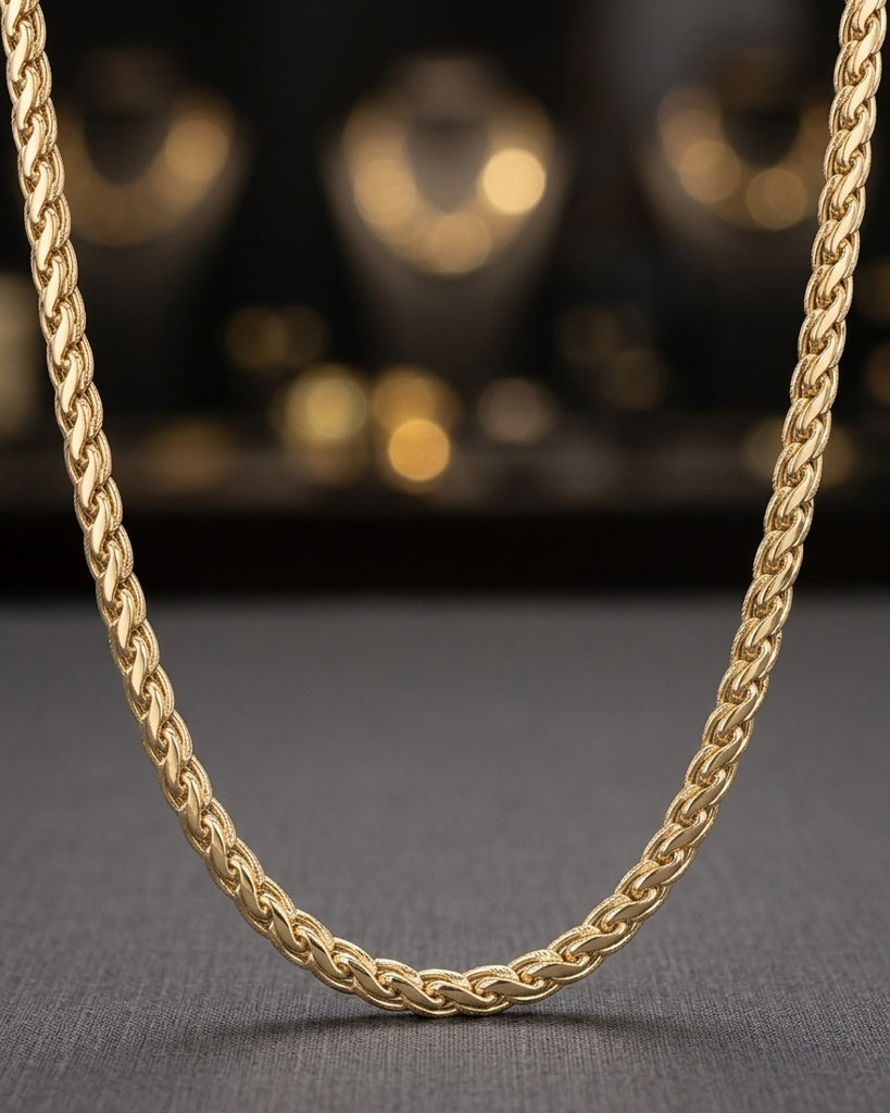 14KT MODERN BRAIDED DESIGN NECKLACE Size 18INCH Weigth 15.1GR