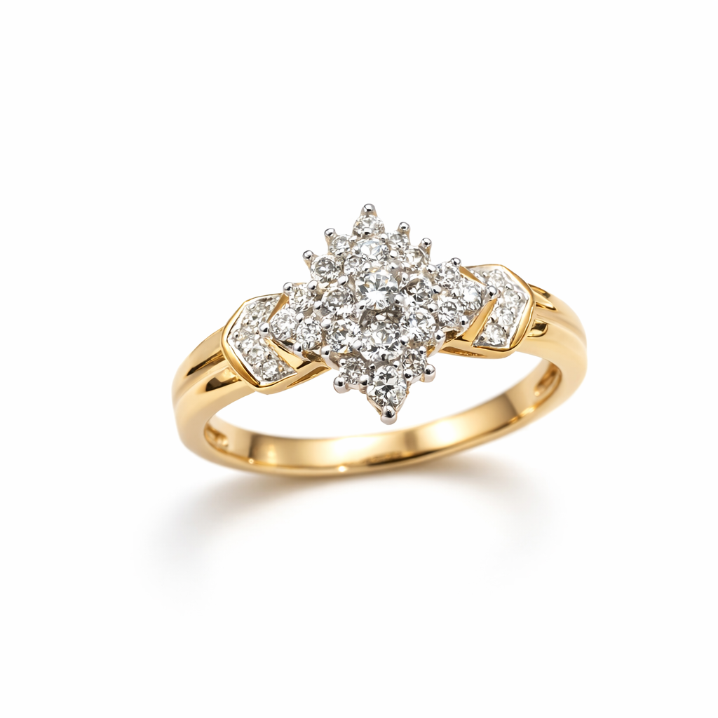 10KT DELICATE RHOMBUS DESIGN DIAMOND PROMISE RING Size 7/0.04CT