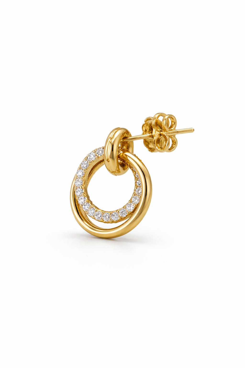 10KT MODERN TWO HOOP DESIGN CZ EARRINGS  Weigth 2.6GR