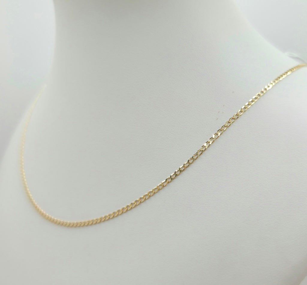 10KT SOLID BABY CUBAN CURB FLAT CHAIN Size 18INCH 1.5MM Weight 1.8GR