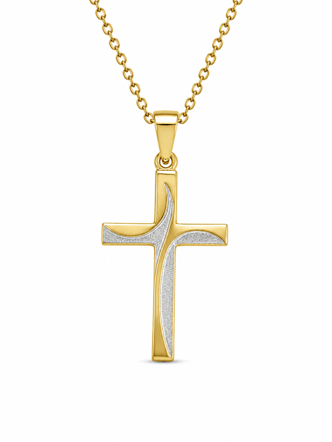 14KT DELICATE CROSS PENDANT WITH WHITE GOLD DESIGN  Weigth 0.5GR