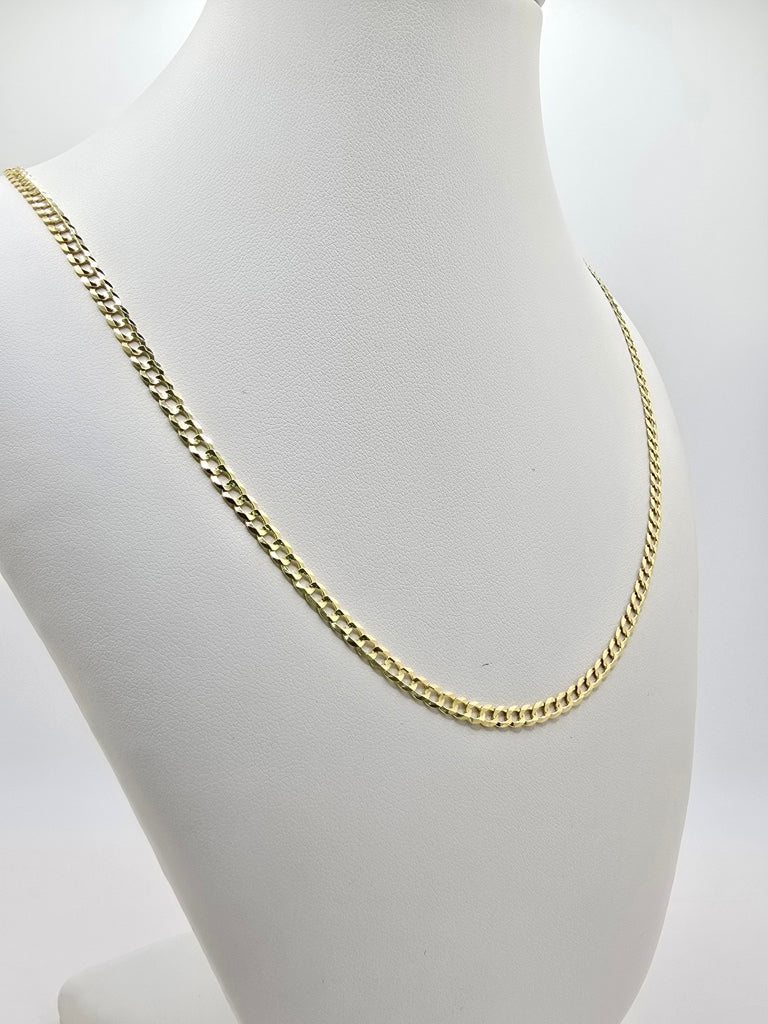 10KT SOLID CUBAN CURB FLAT CHAIN Size 24INCH 3.5MM Weight 6.5GR