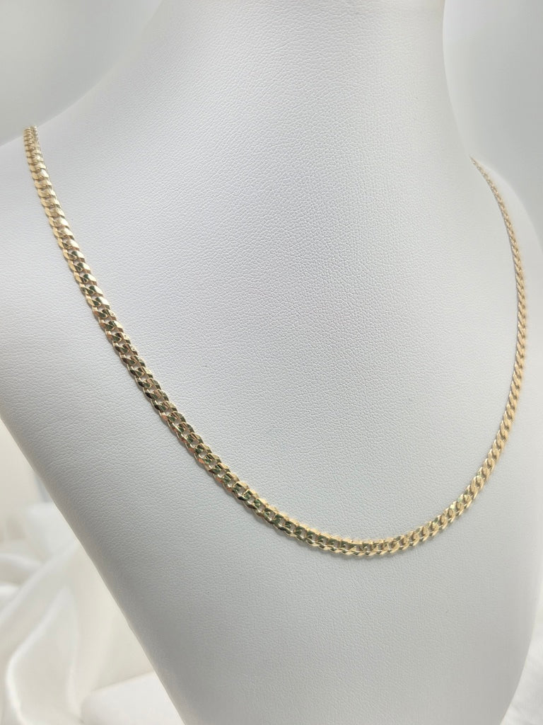 10KT SOLID CUBAN CURB FLAT CHAIN CLOSE LINK Size 20INCH 3.5MM Weight 6.9GR