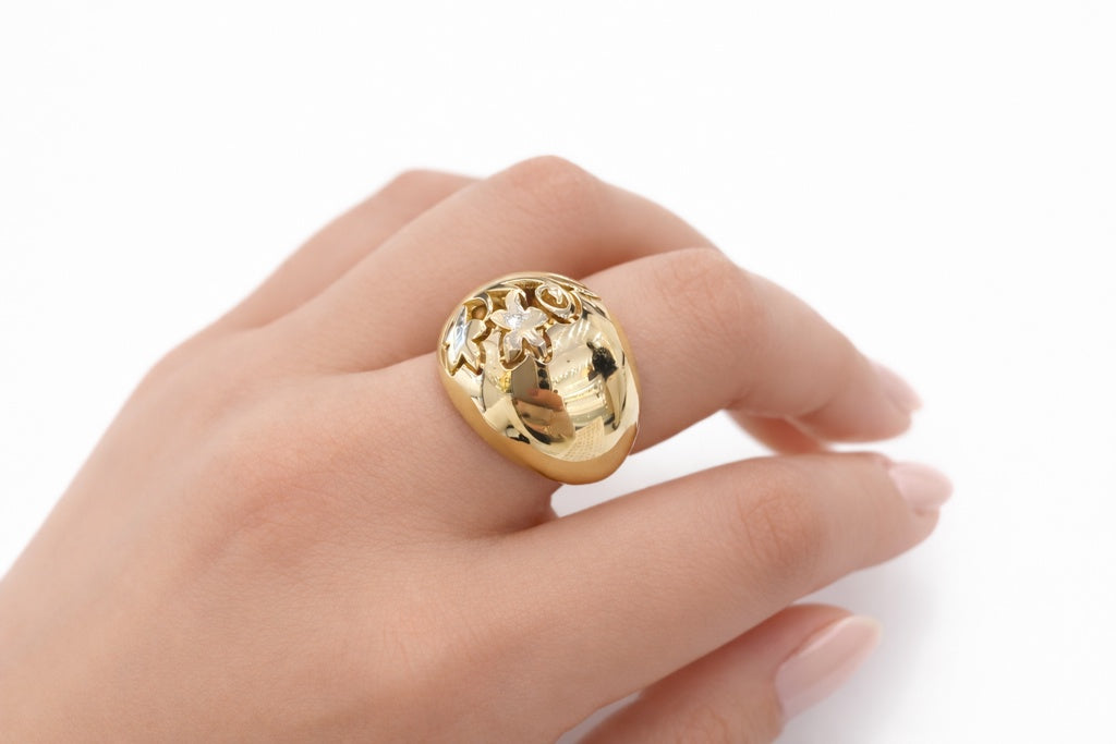 14KT VINTAGE TREE SILHOUETTE DESIGN RING Size 7 Weigth 4.1GR