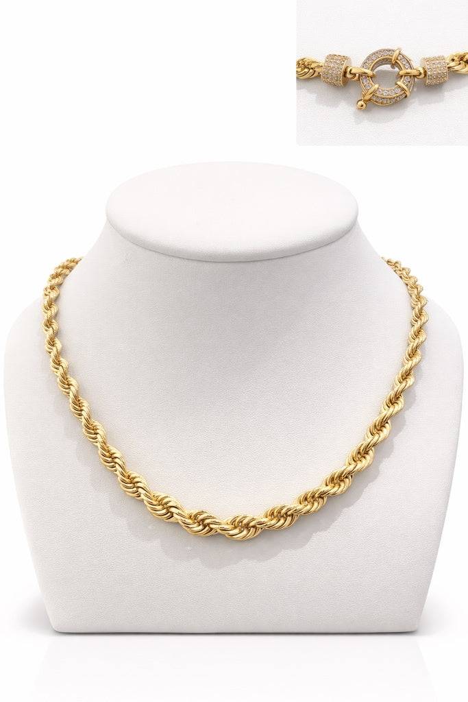 14KT GRADUATED HOLLOW ROPE CHAIN Size 5-9MM 20IN Weigth 18.0GRS