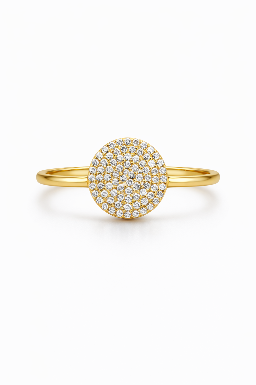 14KT DELICATE MEDIUM CZ CIRCLE CENTER DESIGN RING  Size 7 Weigth 1.8GR