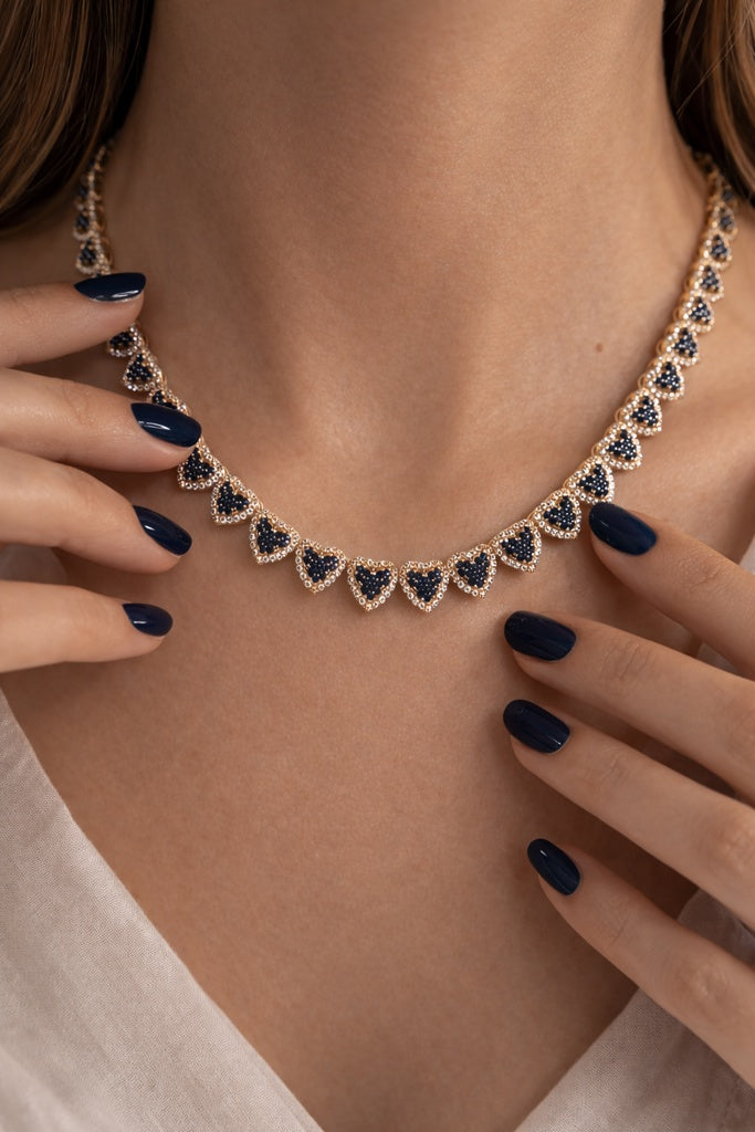 10KT BLUE HEART NECKLACE Size 18INCH Weigth 24.86 GR