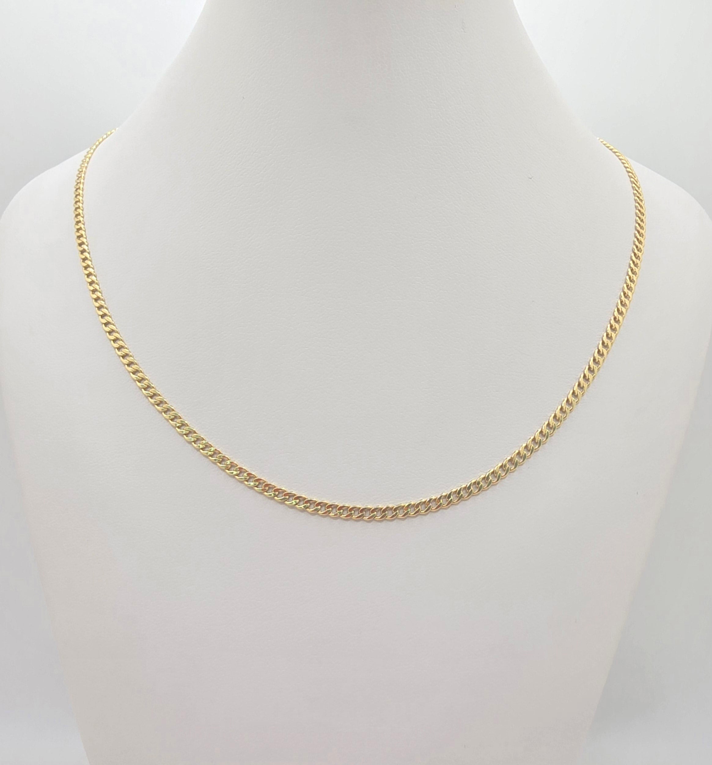 10KT HOLLOW CUBAN CURB FLAT CHAIN Size 18INCH 2.5MM Weight 1.9GR