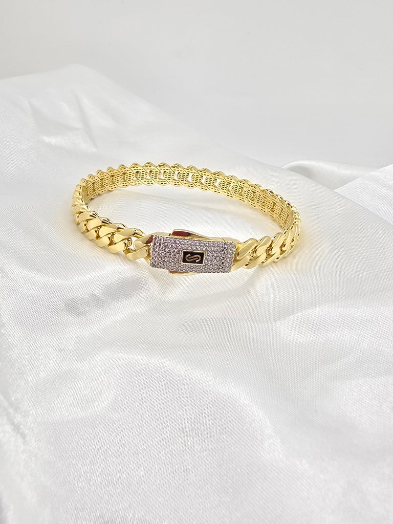 10KT CERTIFIED MONACO BANGLE CZ CLOSURE Size 8MM Weight 10.9GR