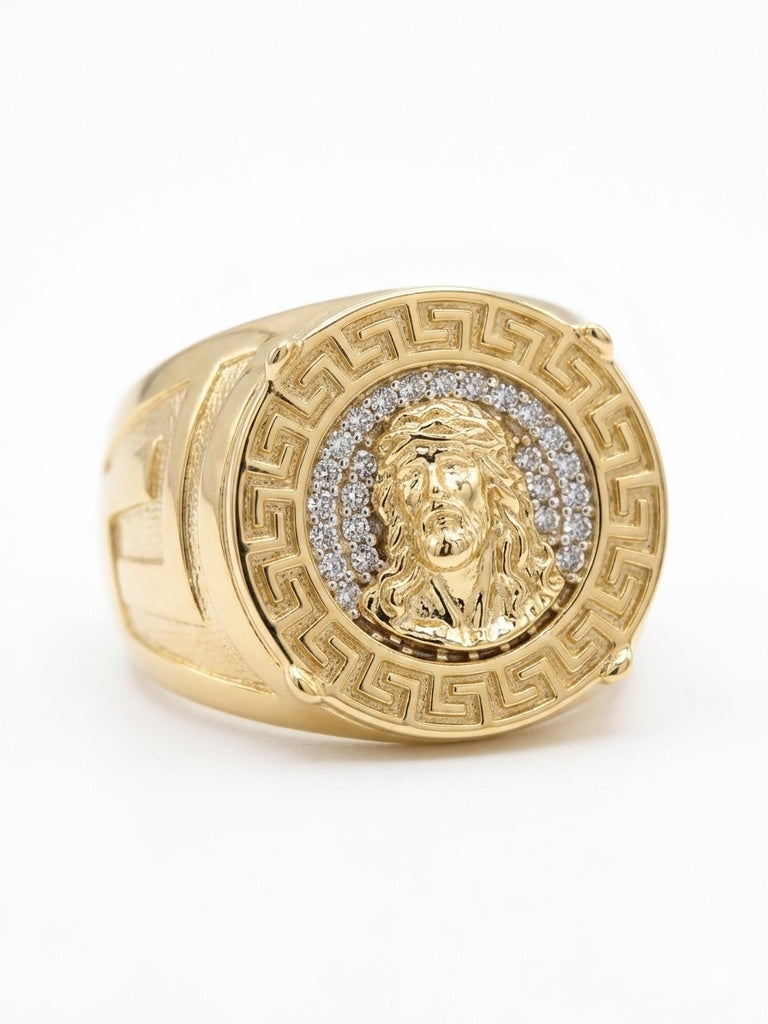 10KT GREEK JESUS FACE RING Size 12.5