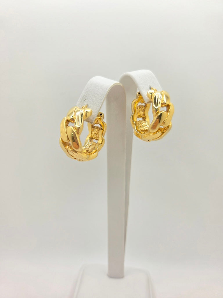 10KT EDGE CHAIN STYLE HOOPS EARRINGS Weight 7GR