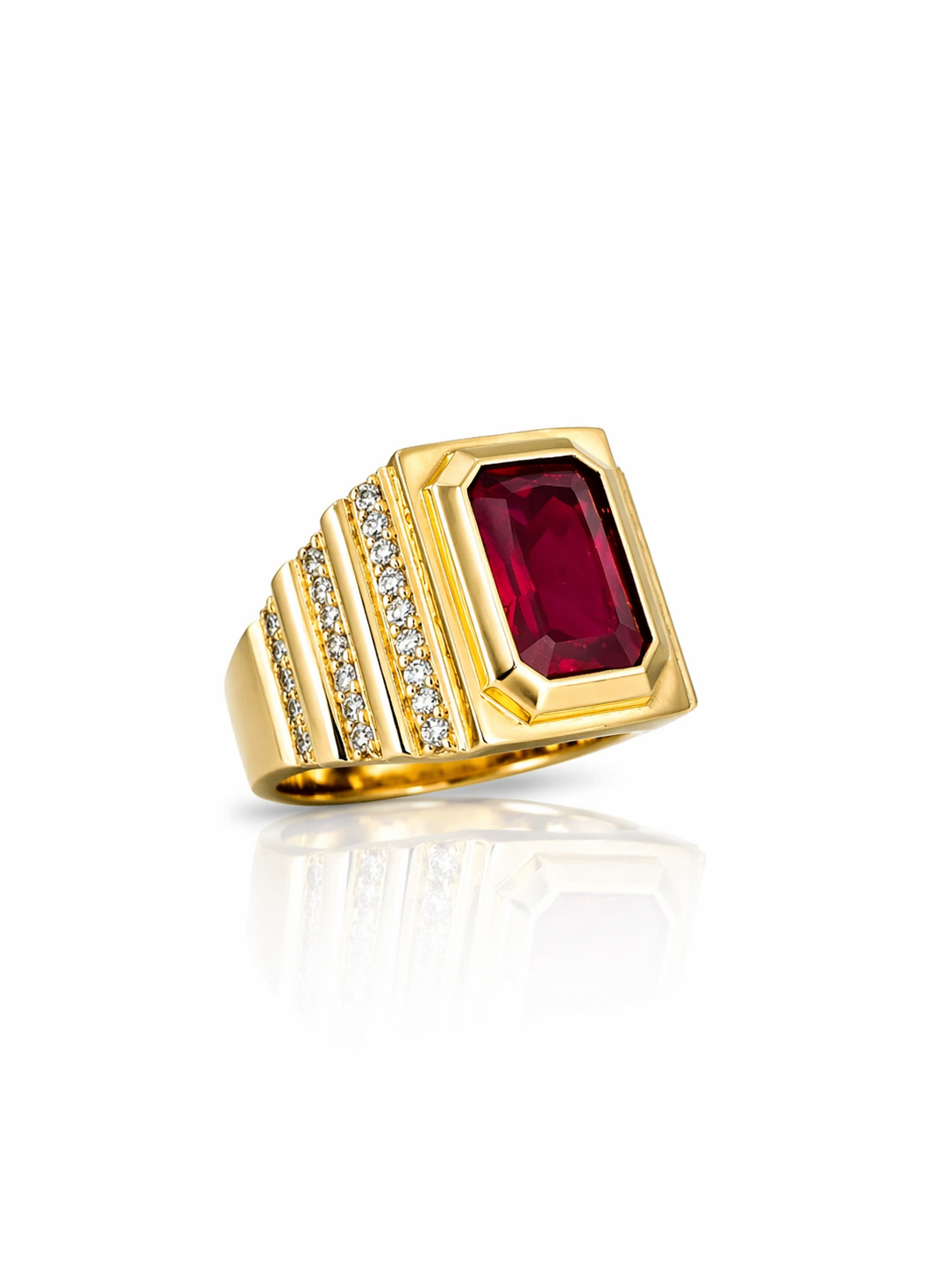 10KT ELEGANT PINK STONE SQUARE RING Size 10 Weigth 6.3GR
