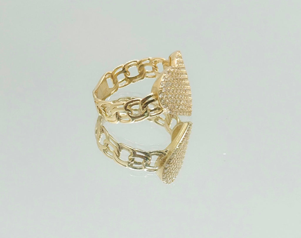 10KT CHINO LINK CZ HEART RING Size 7 & 8 Weight 2.9GR