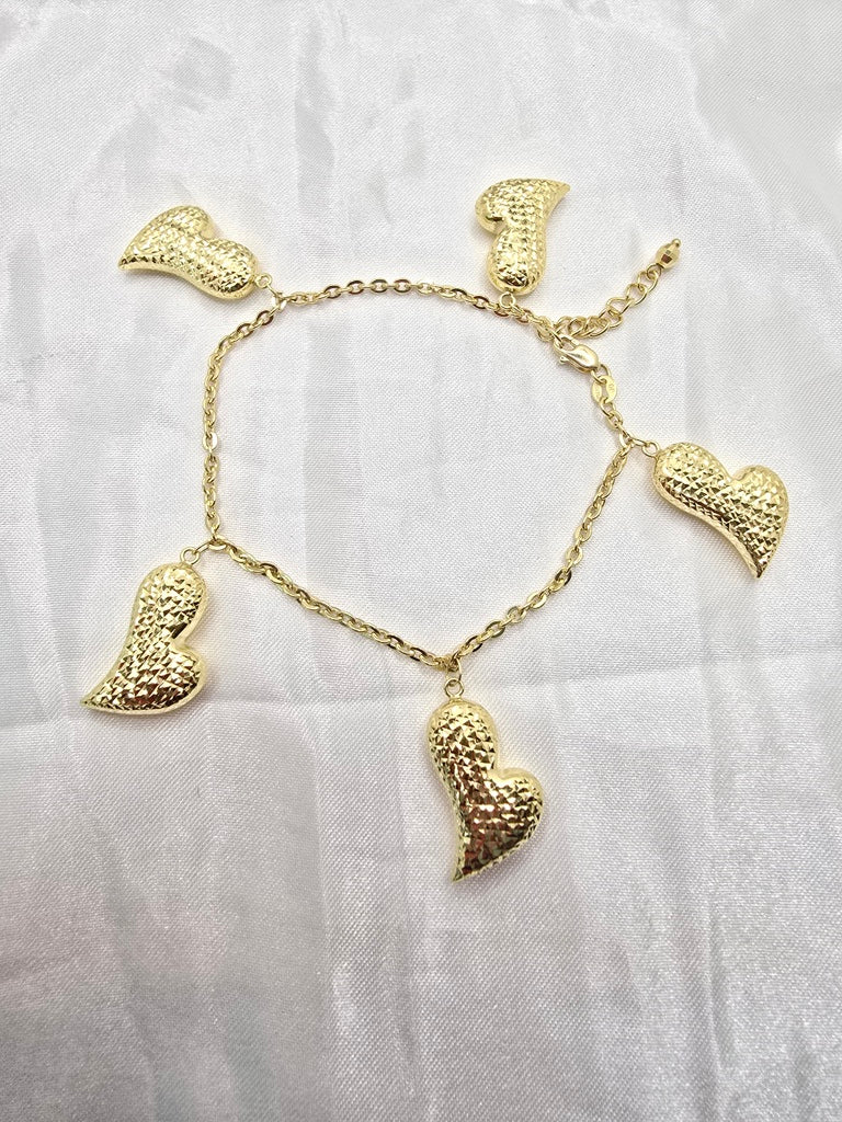 10KT BIG HEARTS BRACELET Size 7INCH Weight 5.2GR
