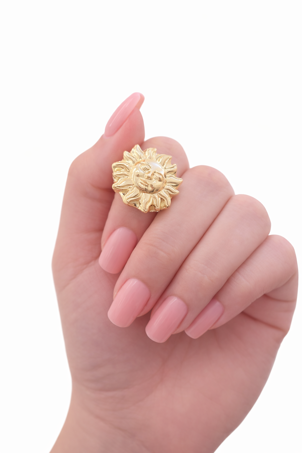14KT CZ  SUN FACE RING Size 8 Weigth 4.5GRS