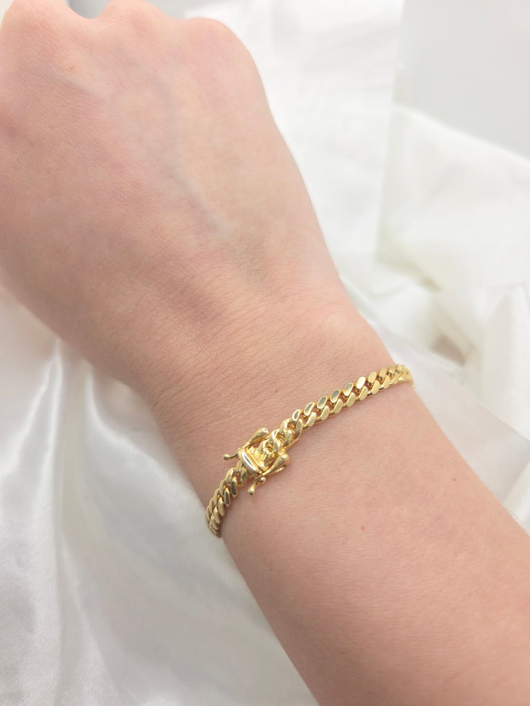 10KT SOLID MIAMI CUBAN BRACELET Size 4MM 7INCH Weight 9GR