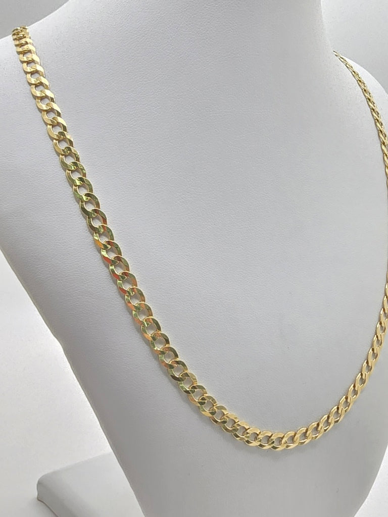 14KT SOLID CUBAN CURB FLAT CHAIN Size 16INCH 5MM Weight 10.1GR.