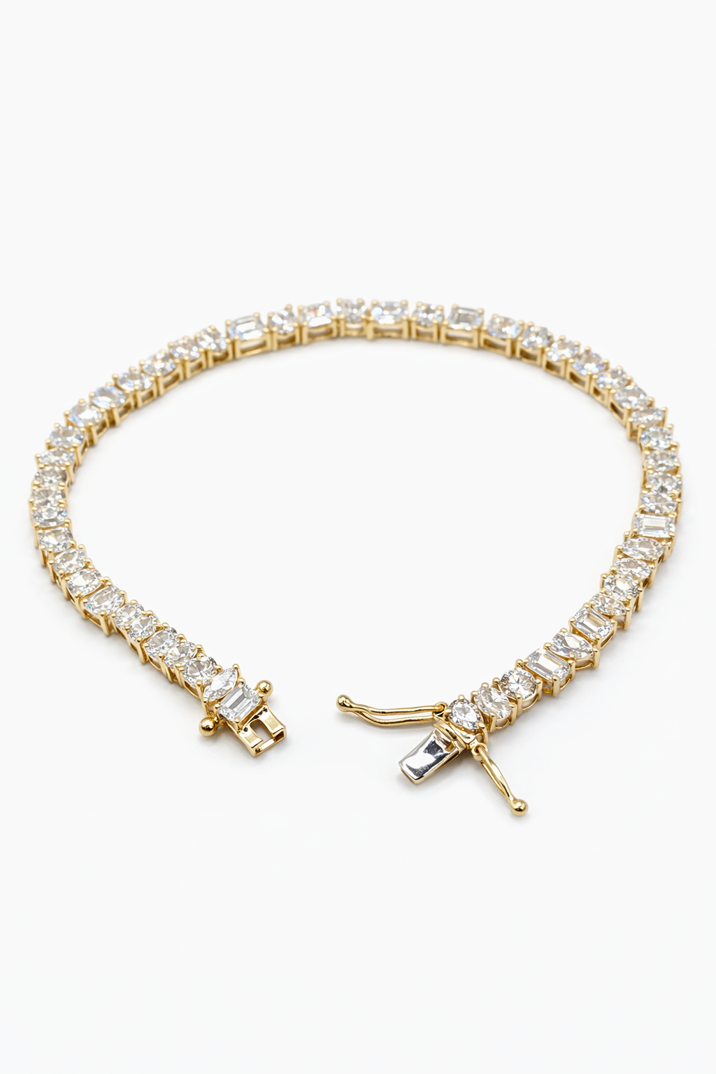14KT ELEGANT LAB DIAMOND DIFFERENTS SHAPES BRACELET Size 7.5INCH / 8.67CT / 9.55GM