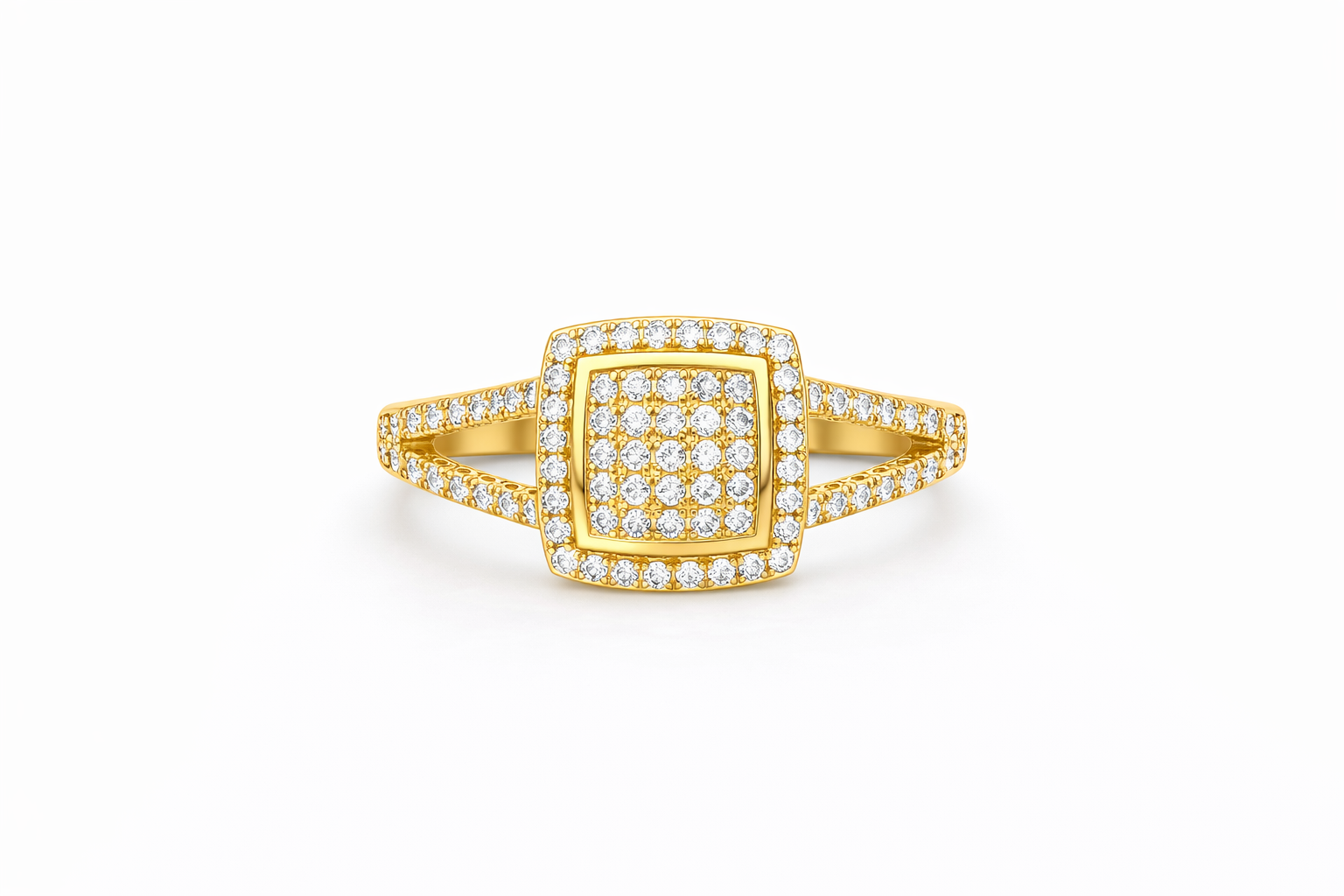 14KT ELEGANT CZ SQUARE STYLE RING Size 7 Weigth 2.4GR