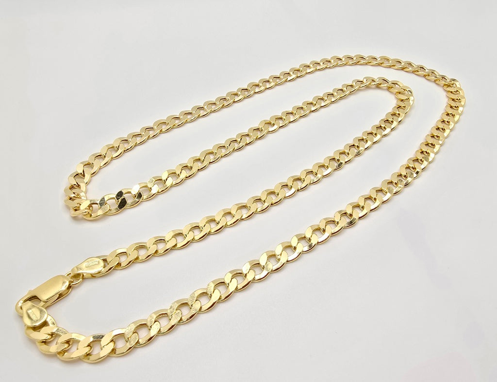 10KT HOLLOW CUBAN CURB FLAT CHAIN Size 26INCH 6.5MM Weight 18.5GR