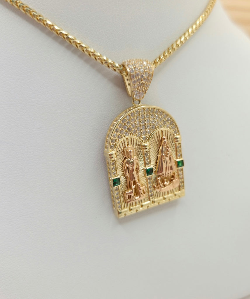 14KT HOUSE STYLE SAN LAZARO & CARIDAD PENDANT Weight 9.2GR