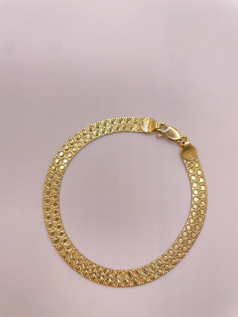 10KT NUGGETS DESIGN GOLD FLAT BRACELET Size 7 INCH Weigth 5.2GR