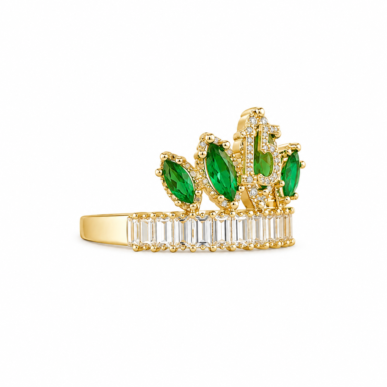 10KT 15ANERA GREEN CROWN RING Size 7 Weigth 3.1GR