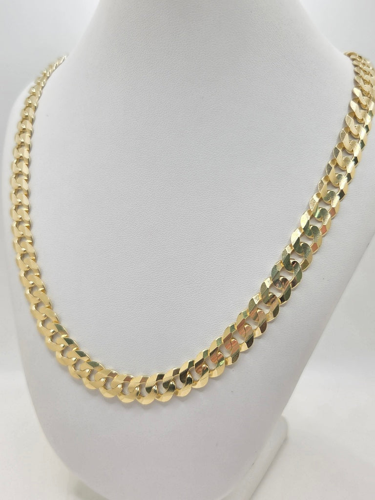 14KT SOLID CUBAN CURB FLAT CHAIN CLOSE LINK Size 24INCH 9.8MM Weight 66.7GR